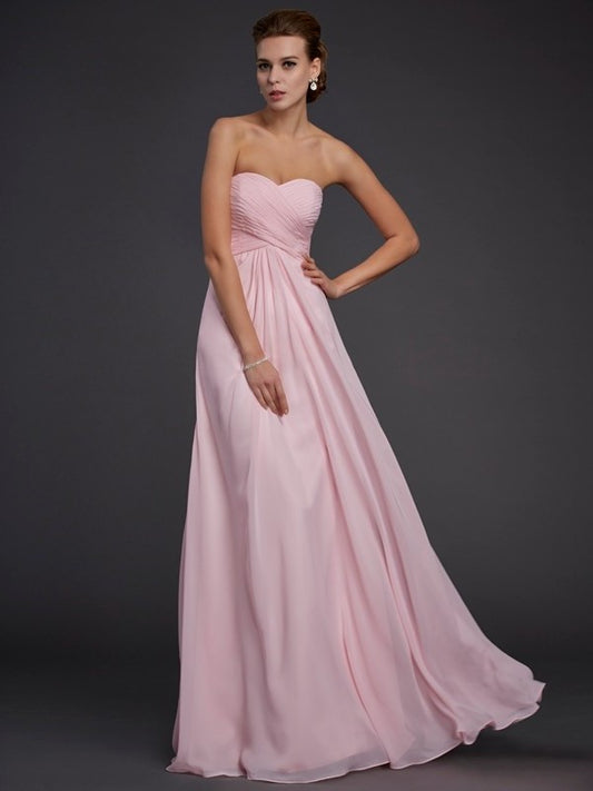 Sweetheart Ruffles Sleeveless Sheath/Column Long Chiffon Dresses