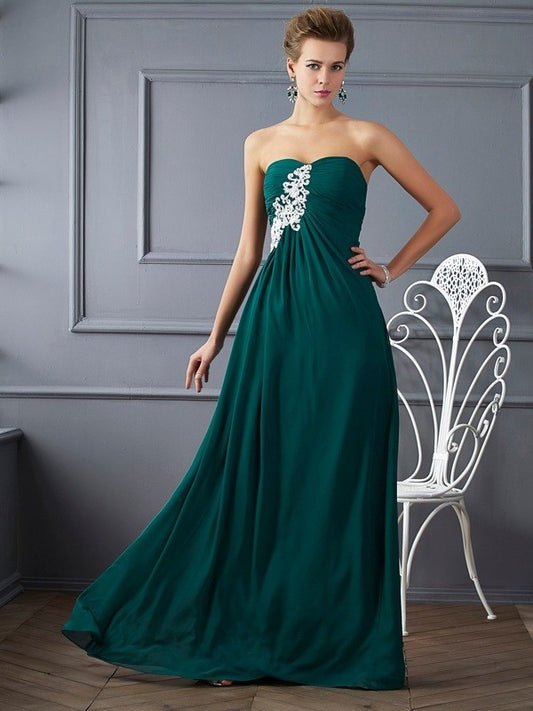 Beading Sweetheart Sheath/Column Sleeveless Long Chiffon Dresses