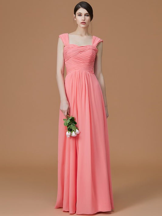 Floor-Length A-Line/Princess Sweetheart Ruched Sleeveless Chiffon Bridesmaid Dresses