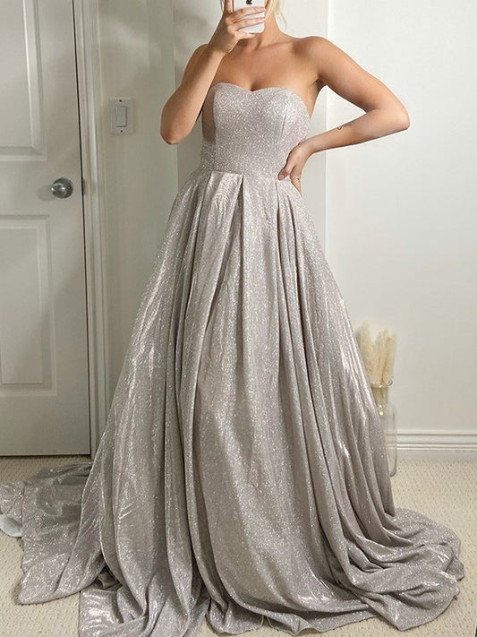 Sequins Sweep/Brush Ruffles Gown Sleeveless Ball Train Sweetheart Dresses