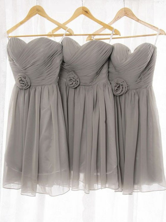 Sweetheart A-Line/Princess Sleeveless Chiffon Short/Mini Bridesmaid Dresses