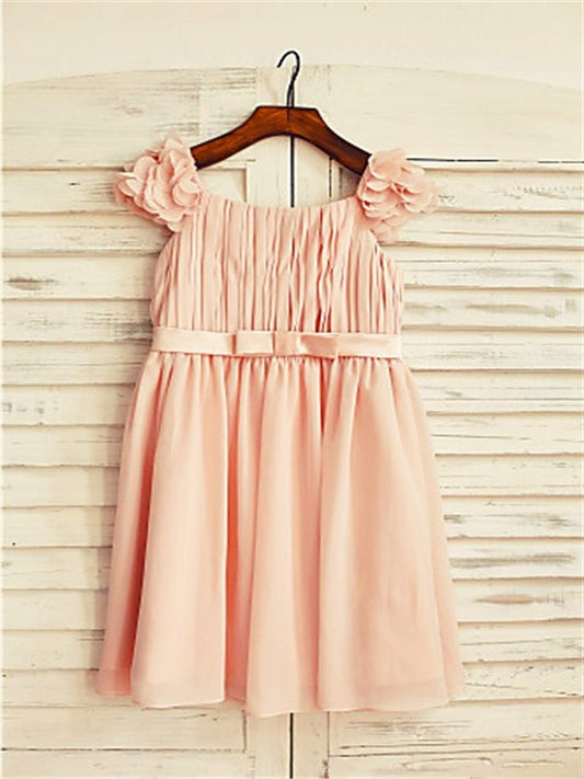 Tea-Length Layers Straps Sleeveless Chiffon A-line/Princess Flower Girl Dresses