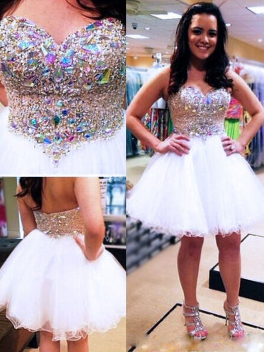 Sleeveless Sweetheart Beading A-Line/Princess Tulle Short/Mini Dresses