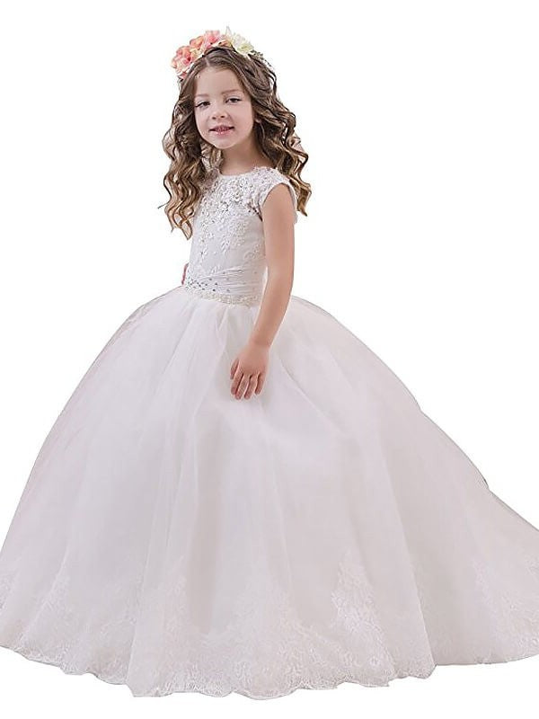 Ball Floor-Length Tulle Sleeveless Scoop Gown Flower Girl Dresses