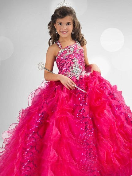 Ball Organza Gown Straps Long Sequin Sleeveless Flower Girl Dresses