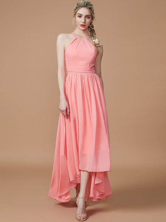 Asymmetrical Halter A-Line/Princess Sleeveless Chiffon Bridesmaid Dresses