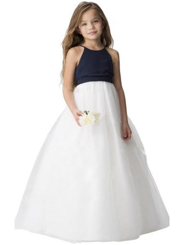 Sash/Ribbon/Belt Sleeveless Tulle A-Line/Princess Floor-Length Scoop Flower Girl Dresses