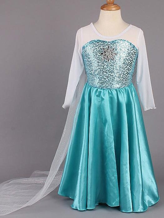 Satin Long Sleeves A-line/Princess Scoop Beading Long Flower Girl Dresses