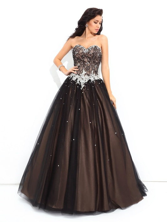 Beading Ball Sleeveless Sweetheart Gown Long Net Quinceanera Dresses