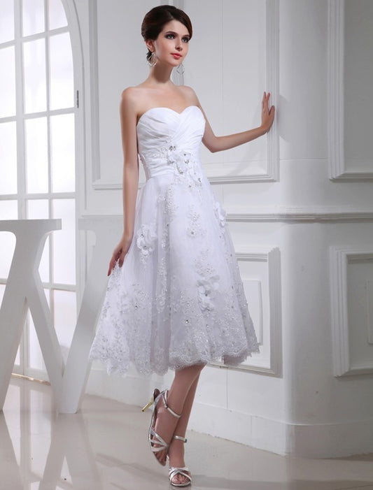 Sleeveless Organza Sweetheart A-Line/Princess Applique Beading Taffeta Wedding Dresses