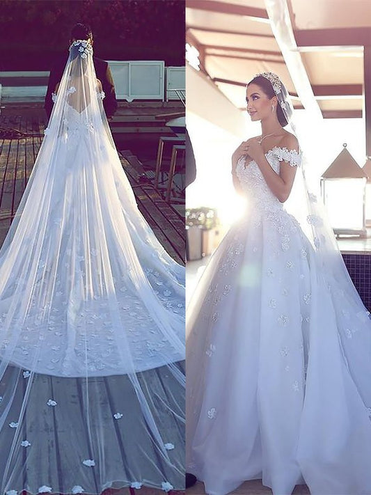 Tulle Chapel Sleeveless Gown Ball V-neck Train Wedding Dresses