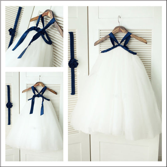 Sleeveless A-Line/Princess Straps Long Spaghetti Tulle Flower Girl Dresses