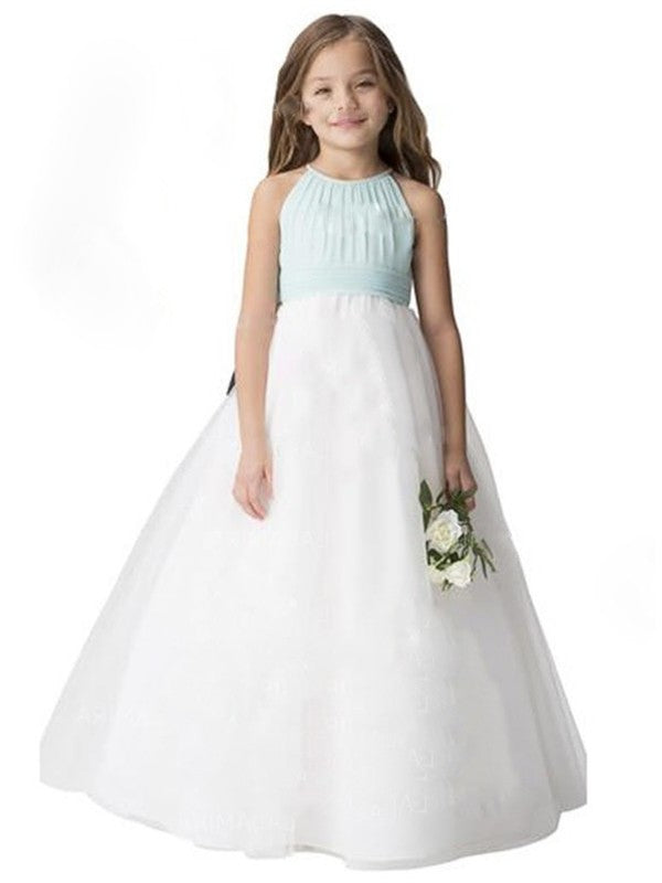 Ruffles Sleeveless Scoop A-Line/Princess Tulle Floor-Length Flower Girl Dresses