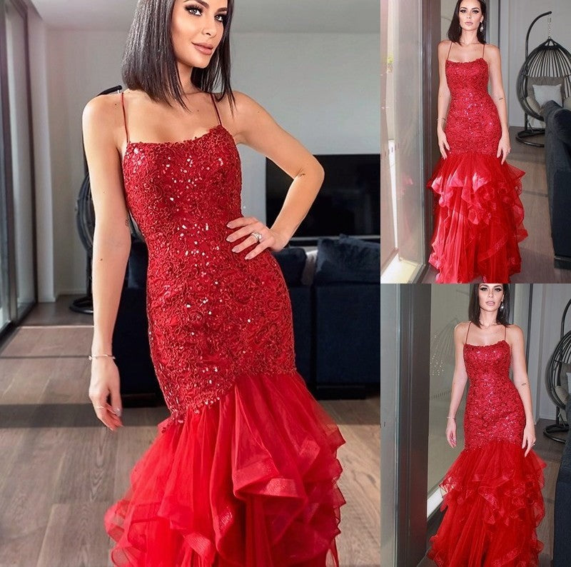 Halter Organza Trumpet/Mermaid Sequin Sleeveless Floor-Length Dresses