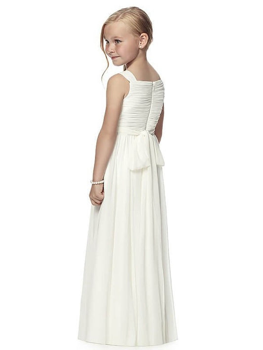 A-Line/Princess Ruffles Scoop Floor-Length Sleeveless Chiffon Flower Girl Dresses