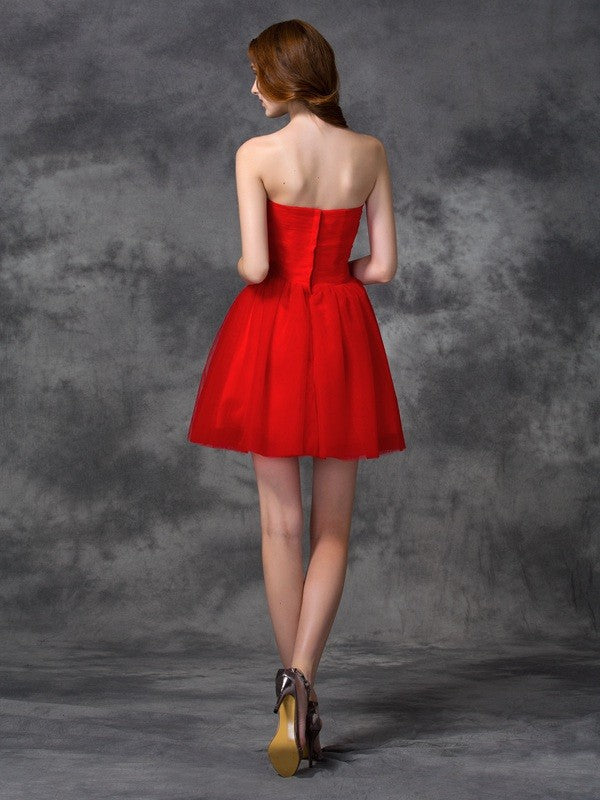 Homecoming Dresses Alondra A-line/Princess Sweetheart Ruffles Sleeveless Short Net Cocktail Dresses