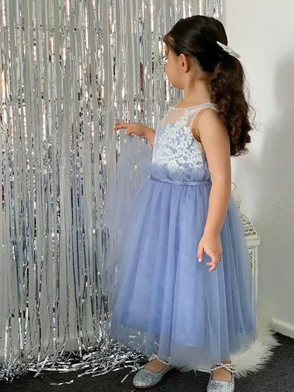 A-Line/Princess Sleeveless Scoop Tulle Lace Knee-Length Flower Girl Dresses