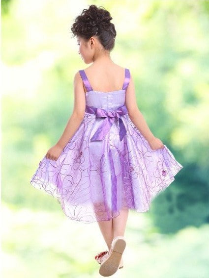 Sleeveless A-line/Princess Hand-made Flower Tulle Straps Short Flower Girl Dresses