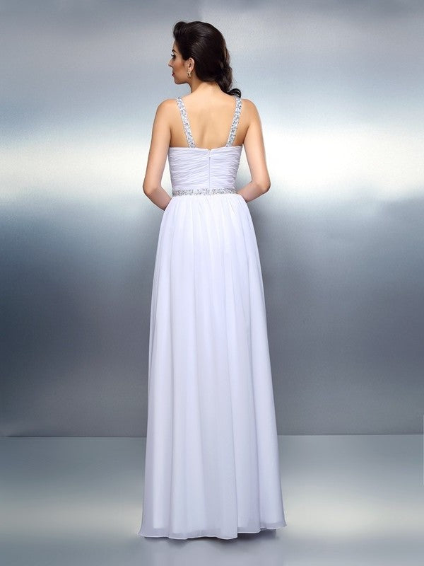 Sleeveless Beading Scoop A-Line/Princess Long Chiffon Dresses