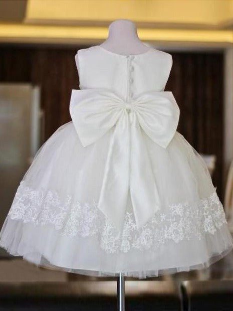 Sleeveless Long Lace Organza A-line/Princess Scoop Flower Girl Dresses