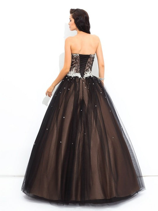 Beading Ball Sleeveless Sweetheart Gown Long Net Quinceanera Dresses