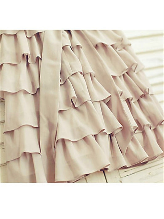 Sleeveless Scoop Ruffles A-line/Princess Chiffon Tea-Length Flower Girl Dresses