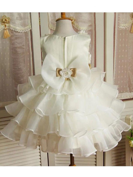 Short Flower Organza Scoop Hand-made Sleeveless A-line/Princess Flower Girl Dresses