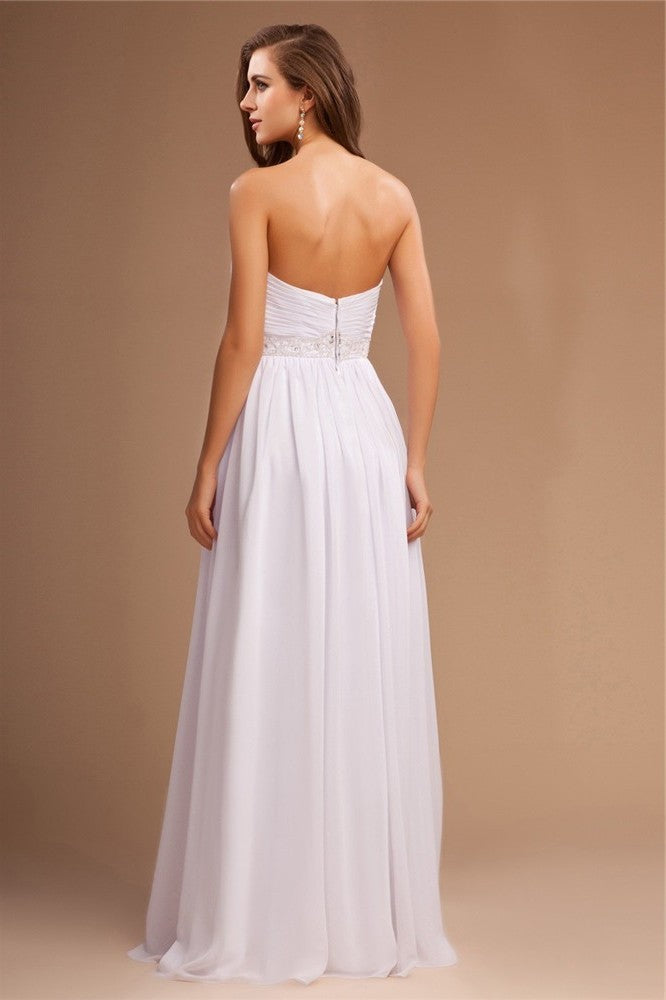 Beading Long Sweetheart Sheath/Column Sleeveless Chiffon Dresses