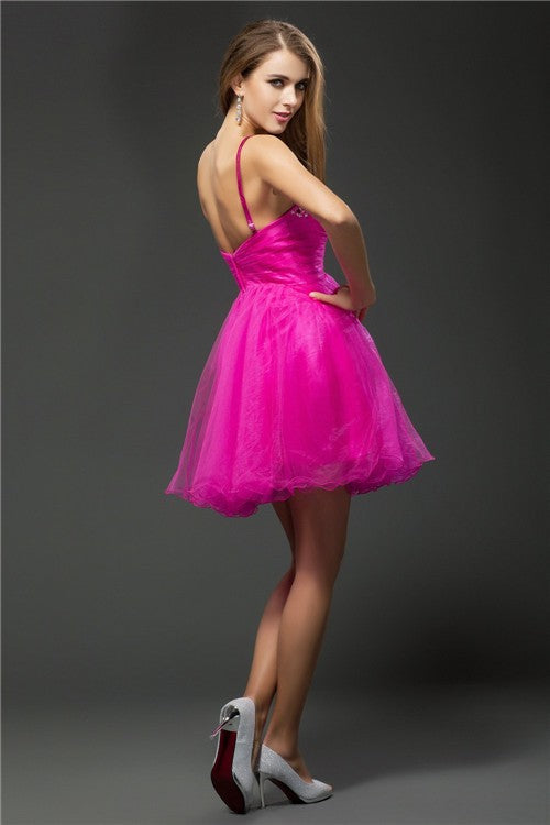 A-Line/Princess Sweetheart Beading Sleeveless Short Homecoming Dresses Organza Cailyn Cocktail Dresses