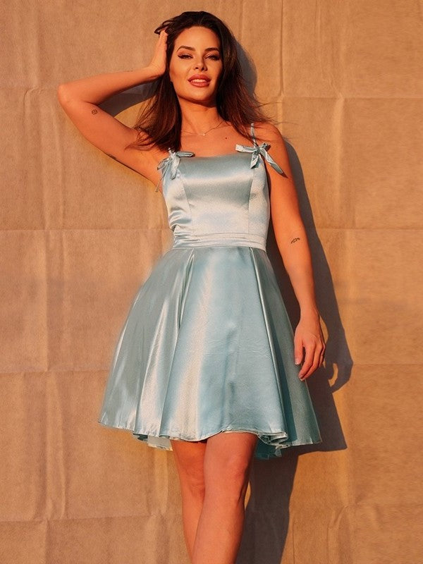 Ruffles Spaghetti Sleeveless A-Line/Princess Straps Short/Mini Homecoming Dresses