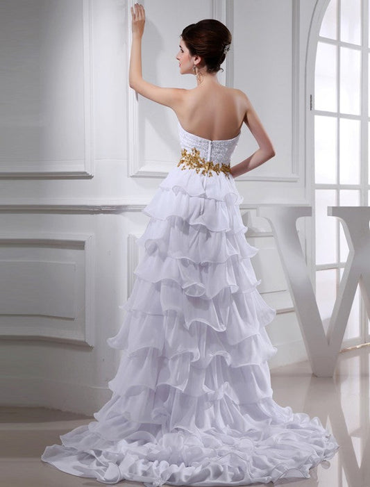 A-Line/Princess Beading Sweetheart Sleeveless High Low Applique Chiffon Laney Homecoming Dresses Cocktail Dresses