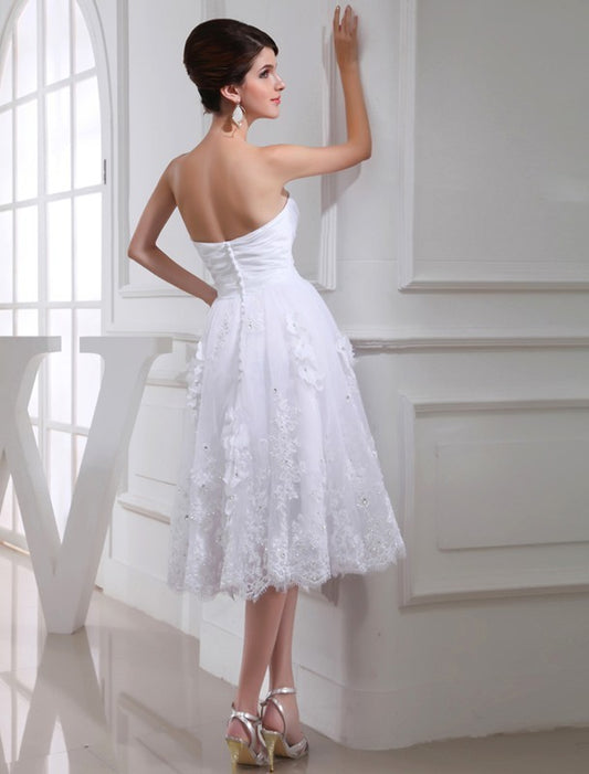 Sleeveless Organza Sweetheart A-Line/Princess Applique Beading Taffeta Wedding Dresses