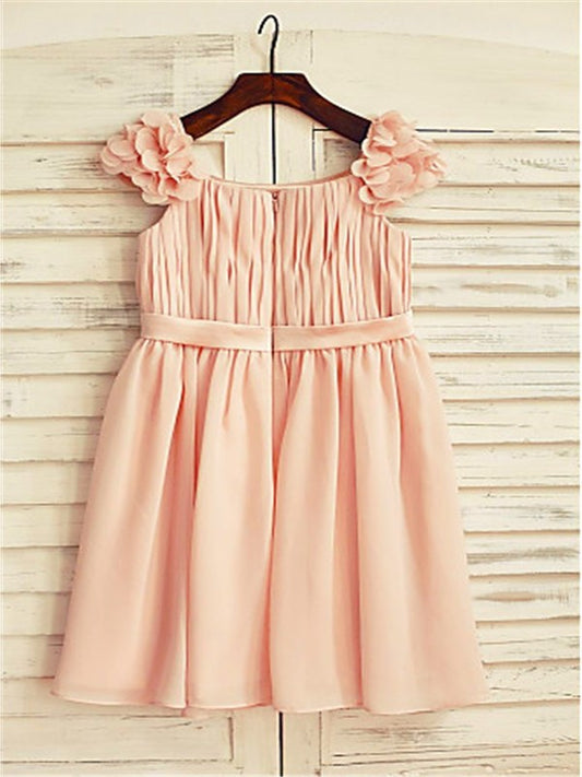 Tea-Length Layers Straps Sleeveless Chiffon A-line/Princess Flower Girl Dresses