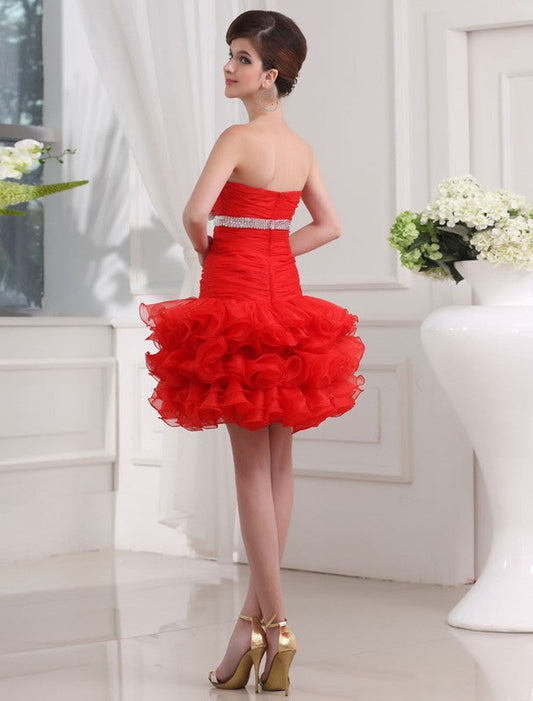 A-Line/Princess Beading Payton Sweetheart Sleeveless Homecoming Dresses Short Organza Cocktail Dresses