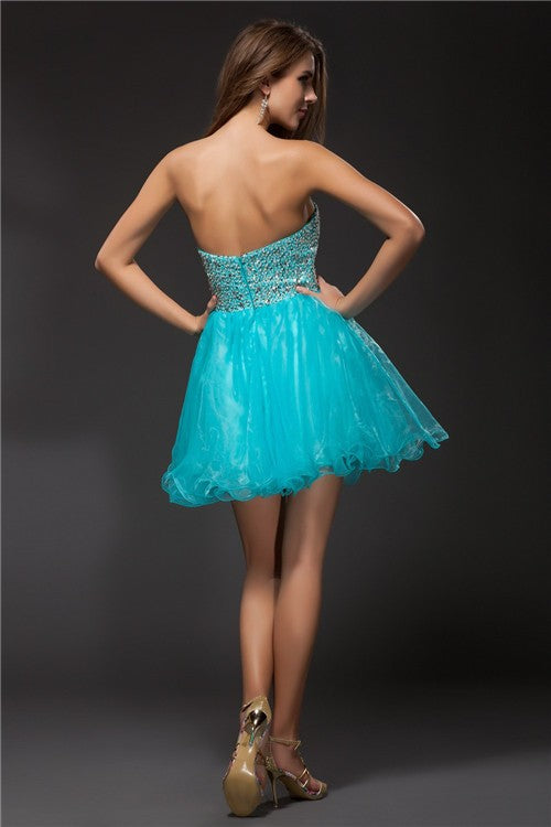 Homecoming Dresses A-Line/Princess Araceli Sweetheart Sleeveless Beading Short Organza Cocktail Dresses