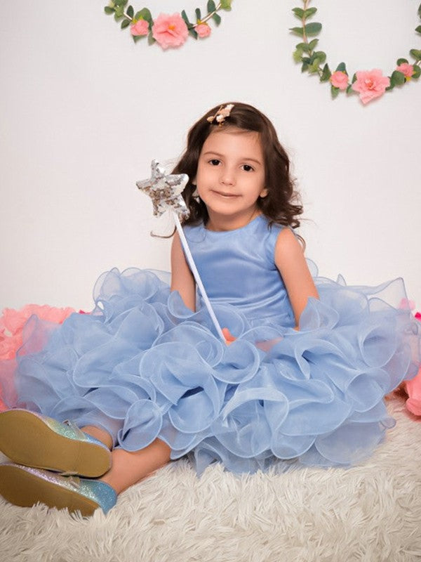 A-Line/Princess Ankle-Length Sleeveless Ruffles Scoop Organza Flower Girl Dresses