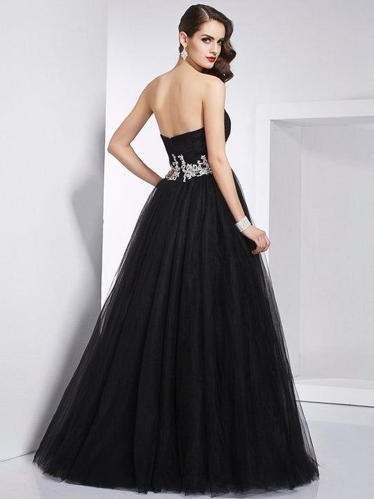 Ball Sleeveless Gown Long Sweetheart Applique Net Quinceanera Dresses