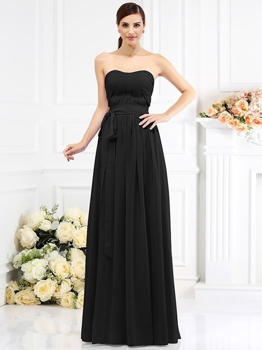 Long Sash/Ribbon/Belt Strapless Sleeveless A-Line/Princess Chiffon Bridesmaid Dresses