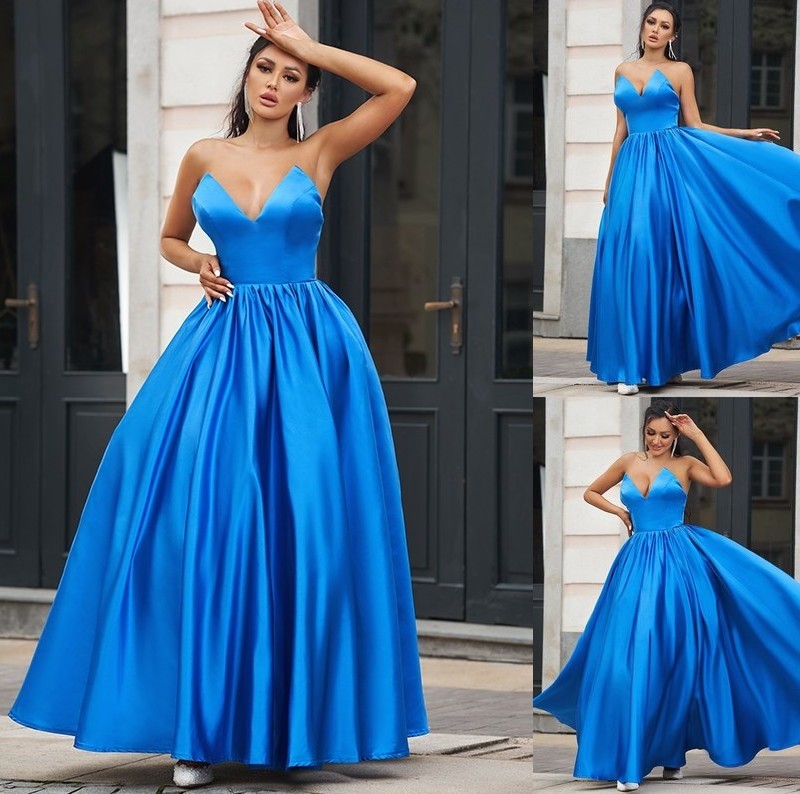 Sweetheart Ruffles A-Line/Princess Satin Sleeveless Floor-Length Dresses