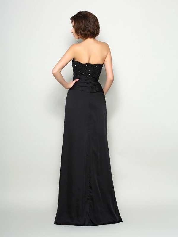 A-Line/Princess Sleeveless Beading Long Chiffon Mother of Strapless the Bride Dresses