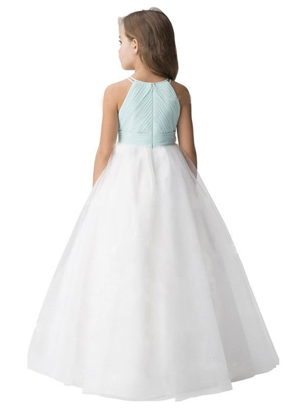 Ruffles Sleeveless Scoop A-Line/Princess Tulle Floor-Length Flower Girl Dresses