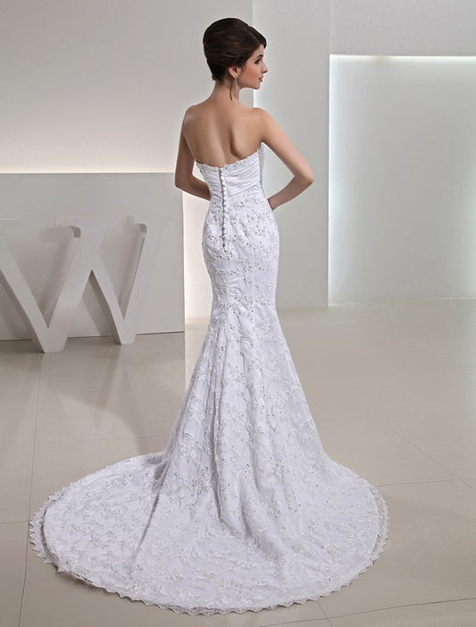 Beading Long Sweetheart Trumpet/Mermaid Sleeveless Taffeta Wedding Dresses