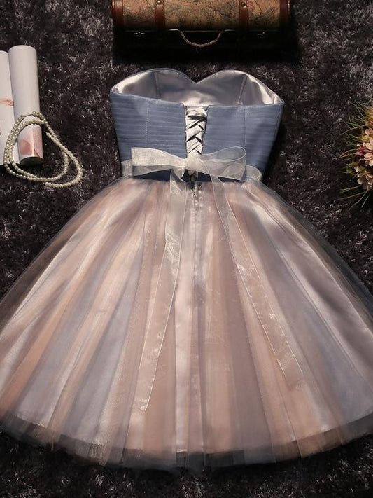 Tulle A-Line/Princess Sleeveless Sweetheart Beading Short/Mini Dresses