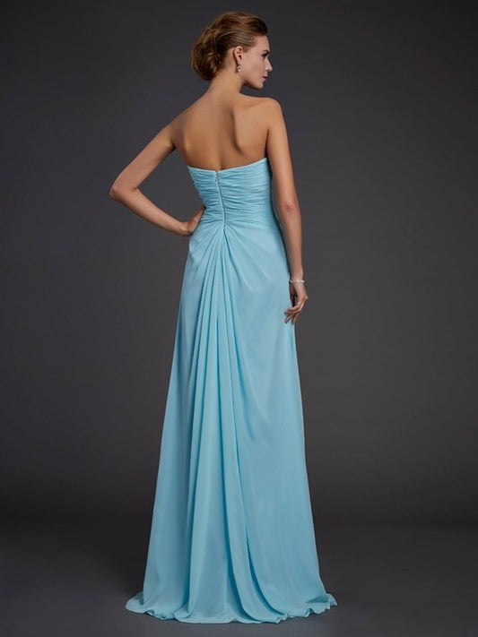 Beading Sleeveless Sheath/Column Sweetheart Long Chiffon Dresses