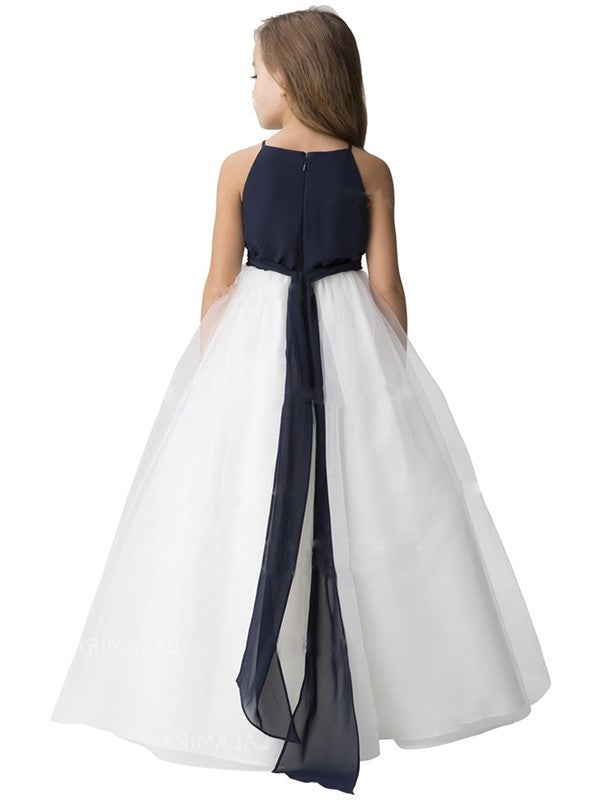 Sash/Ribbon/Belt Sleeveless Tulle A-Line/Princess Floor-Length Scoop Flower Girl Dresses