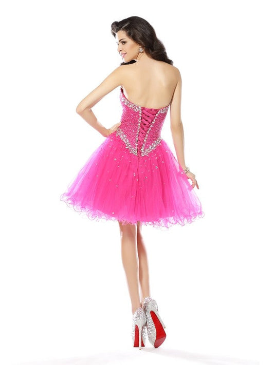 A-Line/Princess Sweetheart Shaylee Beading Sleeveless Short Satin Cocktail Homecoming Dresses Dresses