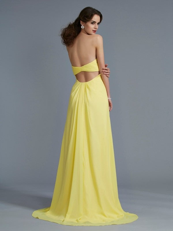 Sleeveless Beading A-Line/Princess Sweetheart Long Chiffon Dresses