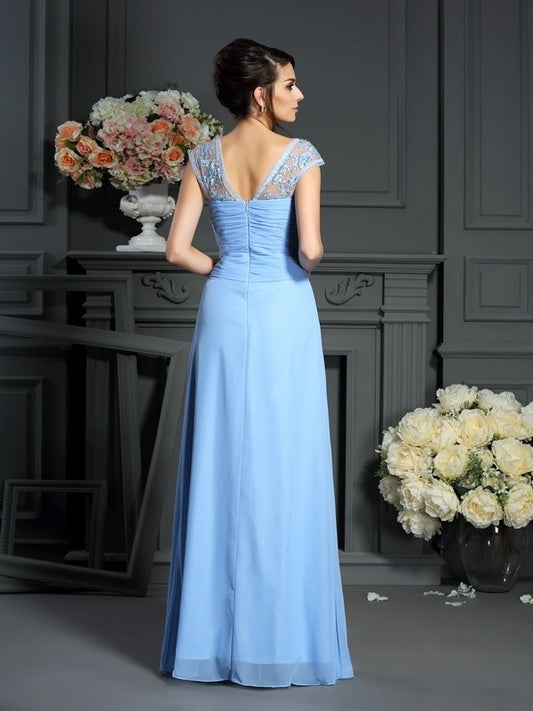 Long Straps Sheath/Column Pleats Sleeveless of Chiffon Mother the Bride Dresses