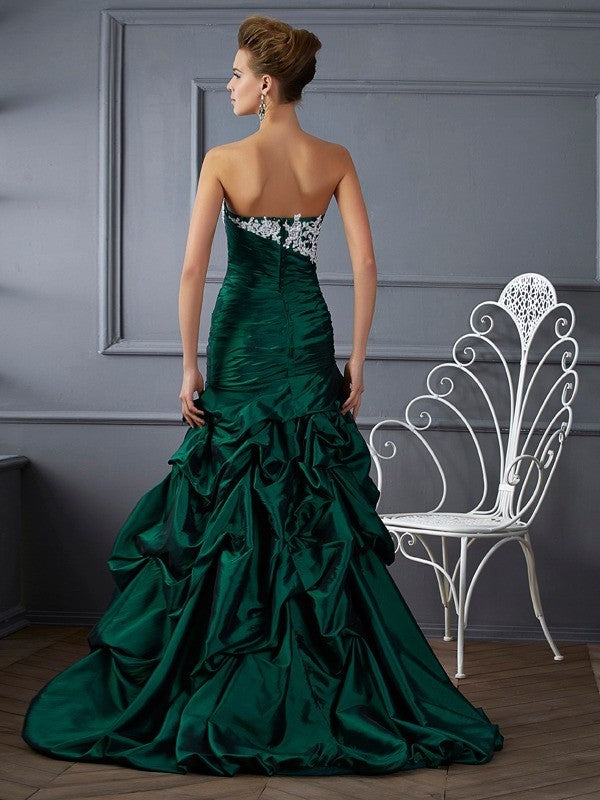 Gown Applique Sleeveless Long Ball Strapless Taffeta Quinceanera Dresses