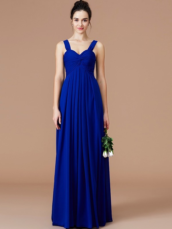 Empire Ruched Sweetheart Sleeveless Floor-Length Chiffon Bridesmaid Dresses